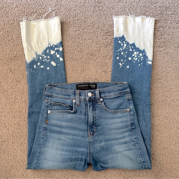 VERONICA BEARD Carly High-rise Jeans Bleach Splatter in Lava Stone Denim 26 / 2 - Picture 6 of 12
